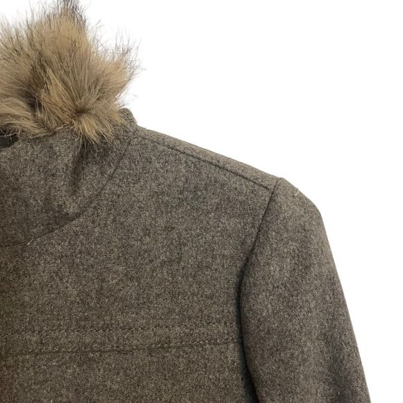 J. Crew Mercantile Vail Parka Hooded Fur Trim Dark Gray Wool Blend Coat New - Picture 3 of 9